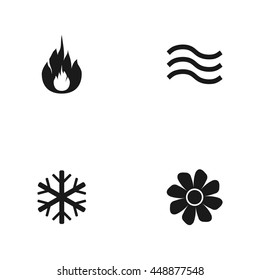 Heating, ventilating and air conditioning symbols, water supply, climate control technology signs, HVAC icons, vector