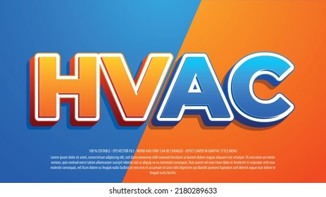Heating, ventilation and air conditioning editable text effect. Hvac vector template