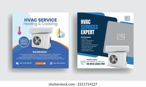 Heating, ventilation and air conditioning Repair, maintenance, installation Service social media posts, banner, ads templates, Ac maintenance, and installation  square flyer poster design