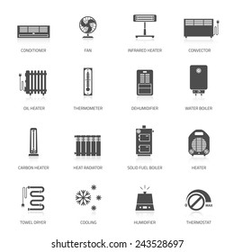 Heating, ventilation and conditioning icons set.