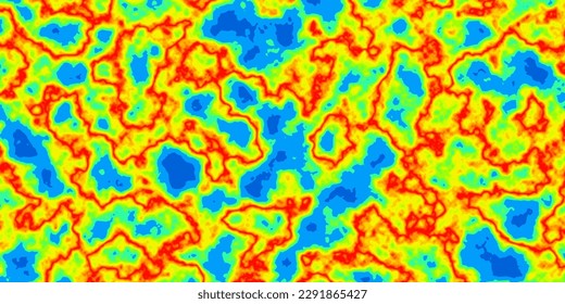 Heatmap. Abstract vector thermal spectrum. Hot and cold temperature distribution on landscape. Infrared thermographic background. Global warming concept. Data of temperature scanner