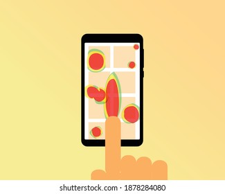 Heatmap Webpage Shows User Behavior From Mobile Phone On Each Banner Vector