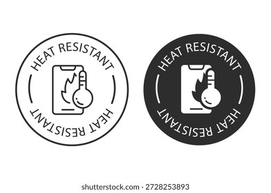 Linha resistente ao calor e ícone sólido, emblema. Símbolo de proteção de temperatura para protetor de tela em uma ilustração de vetor