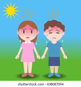 heatstroke of children, thermic fever, thermoplegia, image illustration