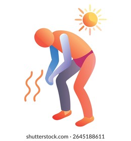 Heatstroke illustration showing person suffering from sunstroke and high temperature exposure symptoms