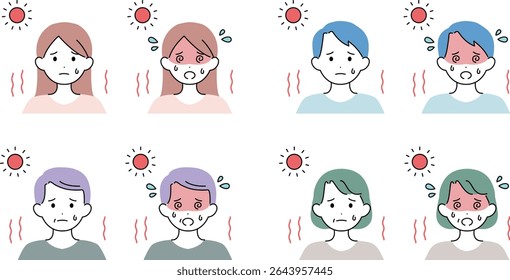 Heatstroke Prevention Vector Set for Men and Women