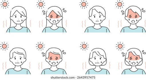 Heatstroke Prevention Vector Set for Men and Women