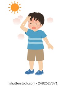 Heatstroke Vector illustration of a hot boy