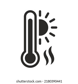 Heatwave icon, climate change, global warming. Thermometer. Heat wave. Vector icon isolated on white background. 