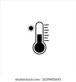 Heatwave icon, climate change, global warming. Thermometer. Heat wave. Vector icon isolated on white background. 