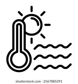 Heatwave Icon Lineal Style Vector Illustration