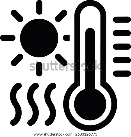 Heatwave icon vector. Hot weather, high temperature, summer season.