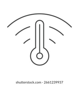 Icono de onda de calor. Onda con el símbolo del termómetro. Calentamiento global, ecología, Ilustración vectorial del medio ambiente en estilo de línea.