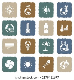 Heatwave Icons. Grunge Color Flat Design. Vector Illustration.