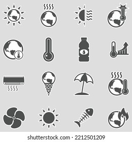 Heatwave Icons. Sticker Design. Vector Illustration.