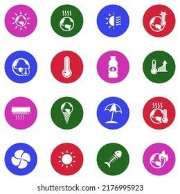 Iconos de ola de calor. Colección Llanta Blanca En Círculo. Ilustración vectorial.
