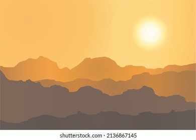 Heatwave and sun on a mountainous landscape
