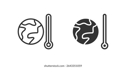 Heatwaves icon set showing rising temperature and climate change.