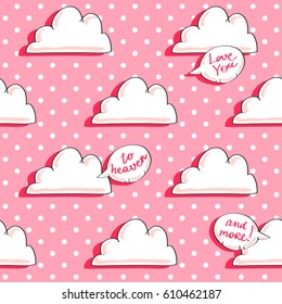 Heaven. Comic bubbles. Vector illustration of seamless pattern.
