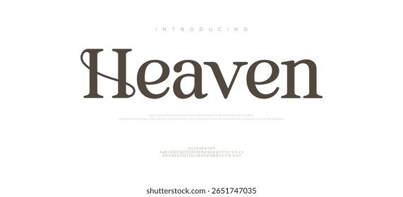 Heaven Elegant alfabeto letras logotipo fonte. Tipografia de luxo letras clássicas serif italic fontes e logotipos de marca. ilustração vetorial