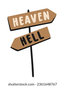 Heaven and hell. Pointer with arrows. Vector isolated illustration