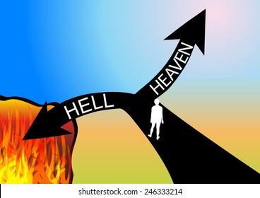 Heaven and Hell.Choose between heaven and hell-Vector illustration