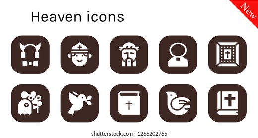  heaven icon set. 10 filled heaven icons. Simple modern icons about  - Devil, Priest, Jesus, Bible, Pigeon, Dove