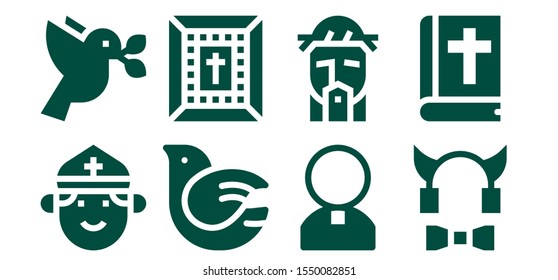 heaven icon set. 8 filled heaven icons.  Simple modern icons about  - Priest, Dove, Bible, Jesus, Devil