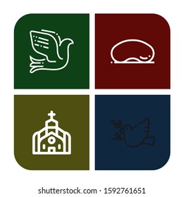 heaven icon set. Collection of Dove, Cloud gate, Church icons