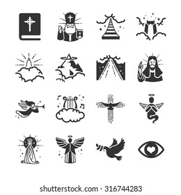 Heaven icons. Included the icons as angle, heaven gate, music, spirit, priest, bible and more.