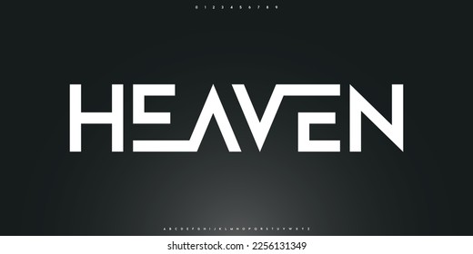 Heaven Modern abstract digital tech font. Logo creative font, type, technology, movie, digital, music, movie. Fonts and illustration in vector format. Luxury Font.