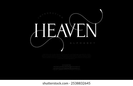 Heaven tipografia beleza moda elegante minimalista serif italic fontes decorativo casamento vintage retro logos. Logotipo de fonte de luxo mínimo alfabeto. Ilustração vetorial