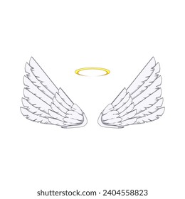 heaven wing angel cartoon. element shape, tattoo silhouette, decoration freedom heaven wing angel sign. isolated symbol vector illustration