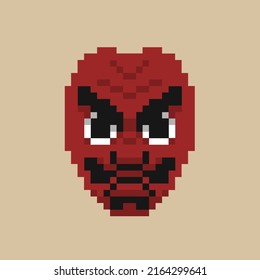 Perro celestial Tengu Nariz roja Demi Dios Protector de folclore del Festival de Montañas Enmascarada Sakonji Urokodaki Demon Slayer Kimetsu no Yaiba Estilo Pixel de 8 bits