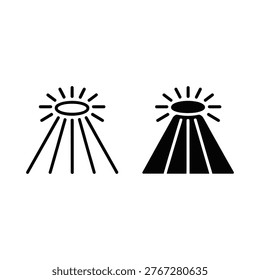 Heavenly light rays icons set, divine spotlight graphics, worship service poster, spiritual retreat branding, inspirational event theme, clean vector illustration