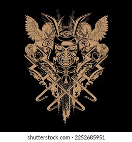 heavenly samurai t-shirt design vector