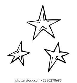 Heavenly stars sketch. Cosmic luminaries. Hand drawn illustration.