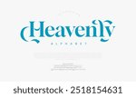 Heavenly typography beauty fashion elegant minimalist serif italic fonts decorative wedding vintage retro logos. Minimal luxury font alphabet logo. Vector illustration