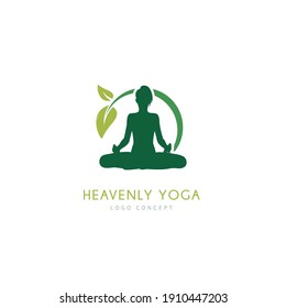 Heavenly Yoga Meditation Logo Design Symbol Template Flat Style Vector Illustration