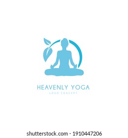 Heavenly Yoga Meditation Logo Design Symbol Template Flat Style Vector Illustration