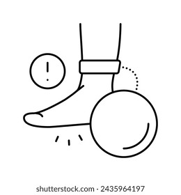 heaviness in legs flat feet line icon vector. heaviness in legs flat feet sign. isolated contour symbol black illustration