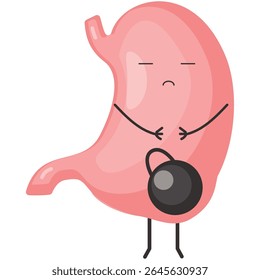Heaviness in stomach vector cute character icon