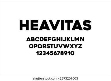 Heavitas font for logo and headline. Isolated vector typeset