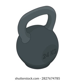 Heavy 24 kilogram kettlebell with integrated handle and rounded weighted body for strength training weightlifting and fitness workouts
