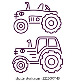 Heavy agricultural machinery vehicle. Agricultural tractor car.Outline vector illustration. Isolated on white background.