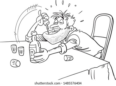 Heavy alcohol intoxication, alcoholic concept.