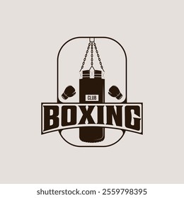 heavy bag boxing logo vector vintage illustration template icons, stamp boxing sign or symbol