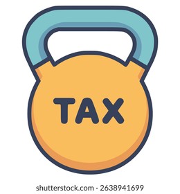 heavy big kettlebell tax percentage of income flat color vector illustration template design