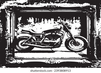 heavy bike black texture in grunge style for background, vector black texture on white background