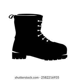 Heavy Black Army Military Hiking Boot Icon Vector Silhouette Illustration Image 